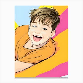 Boy Laying On A Bed-Reimagined Canvas Print