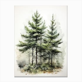 Trees, Japanese Brush Painting, Ukiyo E, Minimal 1 Canvas Print
