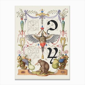Guide For Constructing The Tironian Con And Orum From Mira Calligraphiae Monumenta, Joris Hoefnagel Canvas Print