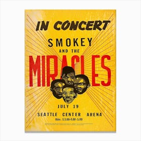 Smokey & The Miracles 1968 Seattle Center Arena Concert Poster Canvas Print