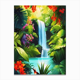 Tropical Waterfall In The Jungle Canvas Print