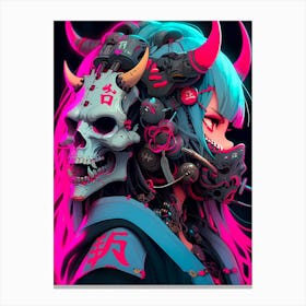 Anime Girl With Skull And Horns Canvas Print