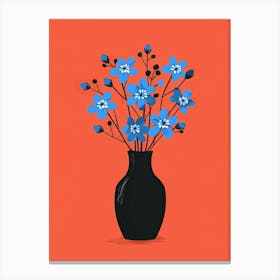 Blue Flowers In A Vase 8 Canvas Print