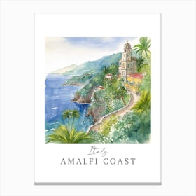 Italy	Amalfi Coast Storybook 3 Travel Poster Watercolour Canvas Print