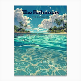 The Bahamas Caribbean Summer Digital Travel Art Canvas Print