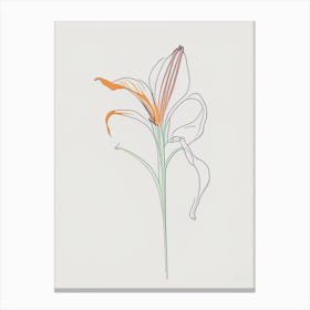 Lily Floral Minimal Line Drawing 1 Flower Canvas Print