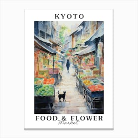 Food Market With Cats In Kyoto 1 Poster Canvas Print