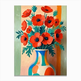 Poppies In A Vase 1 Canvas Print