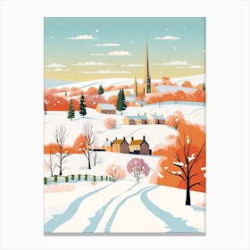 Retro Winter Illustration Cotswolds United Kingdom 1 Canvas Print