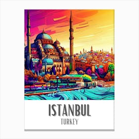 Istanbul Colorful Cityscape 2 Canvas Print