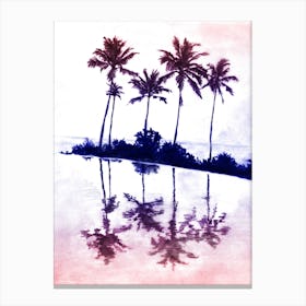Palm Tree Reflections Sunset Canvas Print