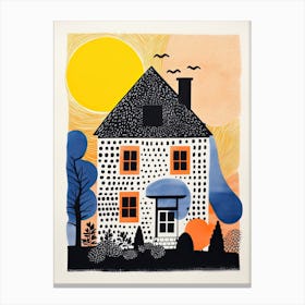 A House In Costwolds, Abstract Risograph Style 4 Canvas Print