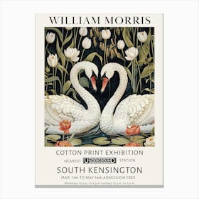 William Morris Swans Heart Love Canvas Print