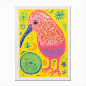 Colourful Bird Painting Kiwi 1 Canvas Print