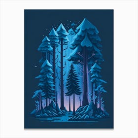 A Fantasy Forest At Night In Blue Theme 82 Canvas Print