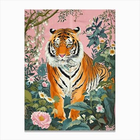 Floral Animal Painting Tiger 3 Canvas Print