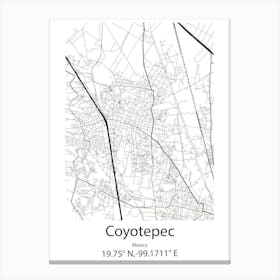 Coyotepec,Mexico Minimalist Map Stampe su tela