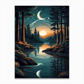 Forest At Night Canvas Print