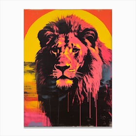 Lion Pop Art Risograph Inspired 4 Canvas Print