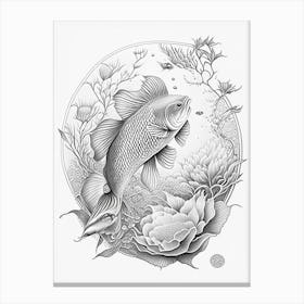 Hikari Utsurimono 1, Koi Fish Haeckel Style Illustastration Canvas Print