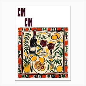 Cin Cin Poster Wine With Friends Matisse Style 6 Canvas Print