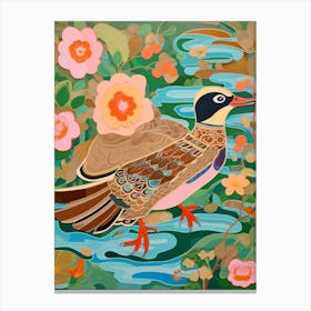 Maximalist Bird Painting Wood Duck 3 Canvas Print