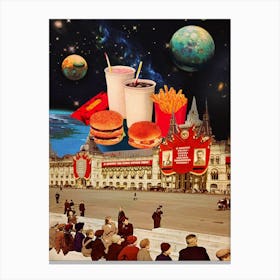 Soviets and Space Burgers, 1950s collage Canvas Print