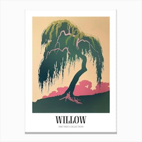 Willow Tree Colourful Illustration 1 Poster Canvas Print