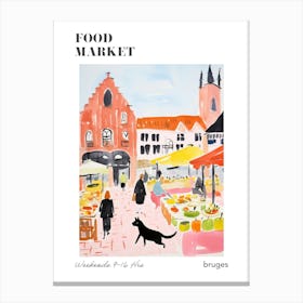 The Food Market In Bruges 1 Illustration Poster Canvas Print
