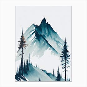 Mountain And Forest In Minimalist Watercolor Vertical Composition 295 Canvas Print