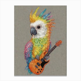 Parrot With Guitar Canvas Print