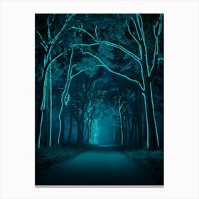 Night In The Forest, Neon Canvas Print