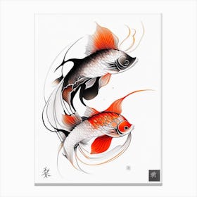 Koromo Koi Fish Minimal Line Drawing Canvas Print