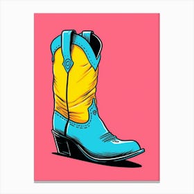Cowgirl Boots Bright Colours Illustration 5 Canvas Print