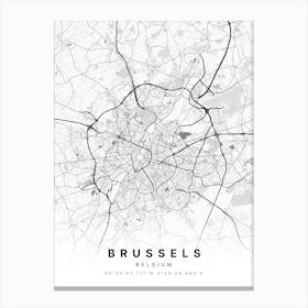 Brussels Germany White Map Canvas Print