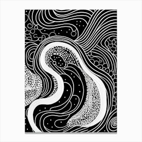 Wavy Sketch In Black And White Line Art 9 Canvas Print