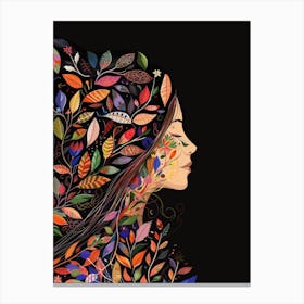 Portrait Of A Woman With Leaves 13 Canvas Print