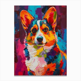 Colorful Corgi dog painting Canvas Print