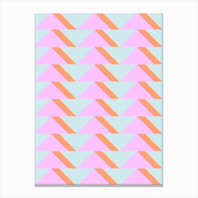 Retro Geometric Triangle Shapes in Pink Aqua and Coral Canvas Print