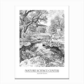 Nature Science Center Austin Texas Black And White Drawing 2 Poster Canvas Print