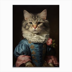 Cat In Medieval Clothing Rococo Style 6 Canvas Print