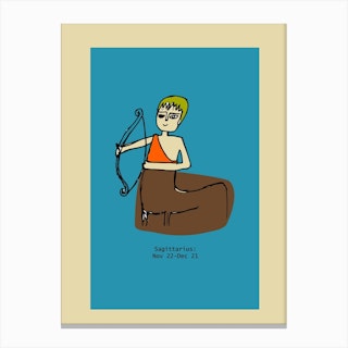 Retro Zodiac Sagittarius Rectangular Canvas Print