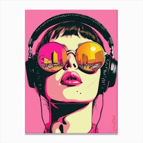 Urban Girl With Headphones Pop Art Pt. 3 Canvas Print