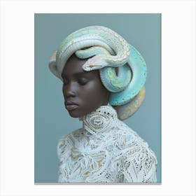 "Woman with Snake: Surreal Fashion Portrait" Canvas Print