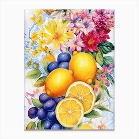 lemons summer flowers Canvas Print