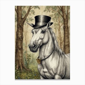 Unicorn In A Top Hat Canvas Print