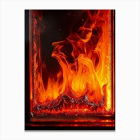 Fire In The Fireplace 3 Canvas Print