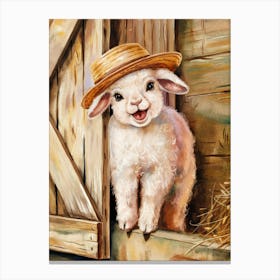 Lamb In A Straw Hat Canvas Print