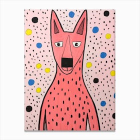 Pink Polka Dot Coyote 1 Canvas Print