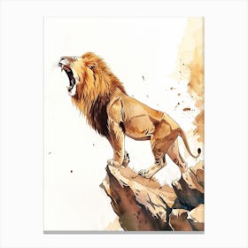 African Lion Roaring On A Cliff Clipart 4 Canvas Print
